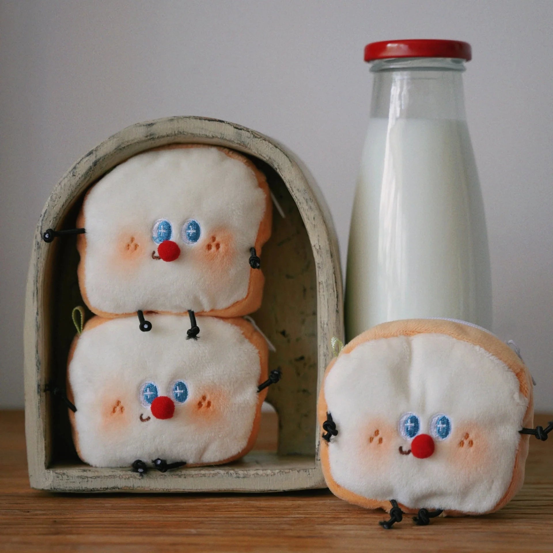 LuLuFun Studio Kawaii Toast Bread Plush AirPods Case and Bag Charm