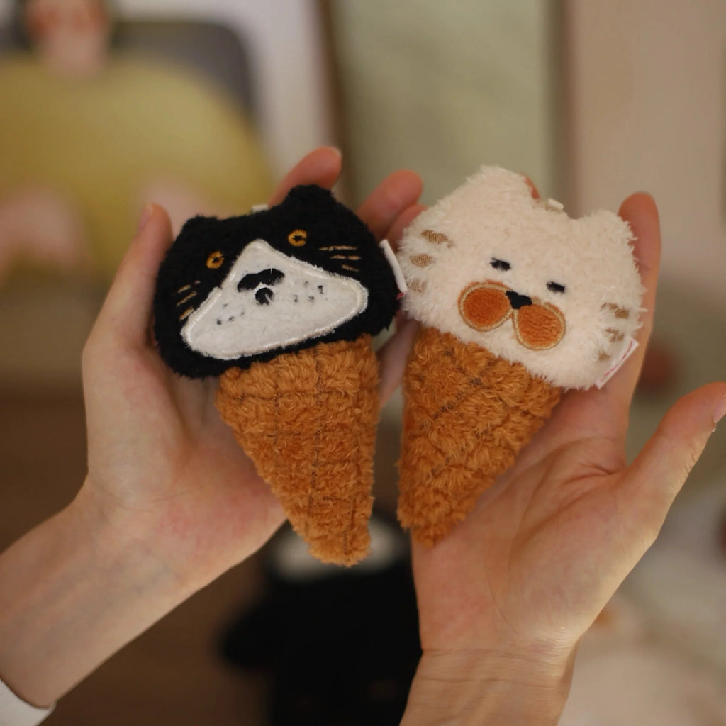 LuLuFun Studio Bellin Kitty Ice Cream Cone Plush Cat Bag Charm