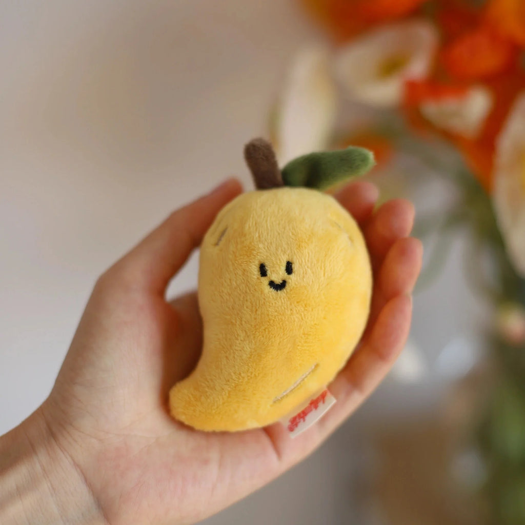 LuLuFun Studio Mango Plush Bag Charm – Soft Yellow Kawaii Keychain