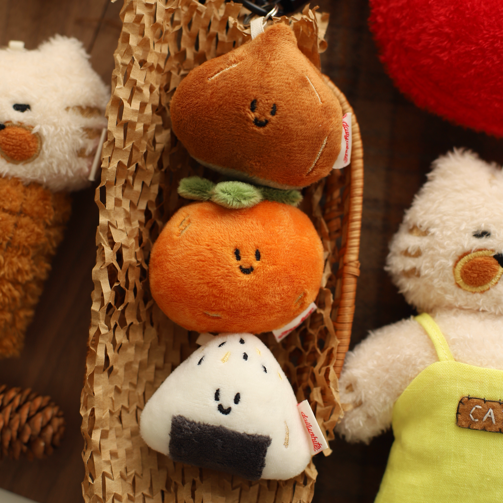 LuLuFun Studio Mini Fluffy Onigiri Plush Bag Charm - Kawaii Keychain