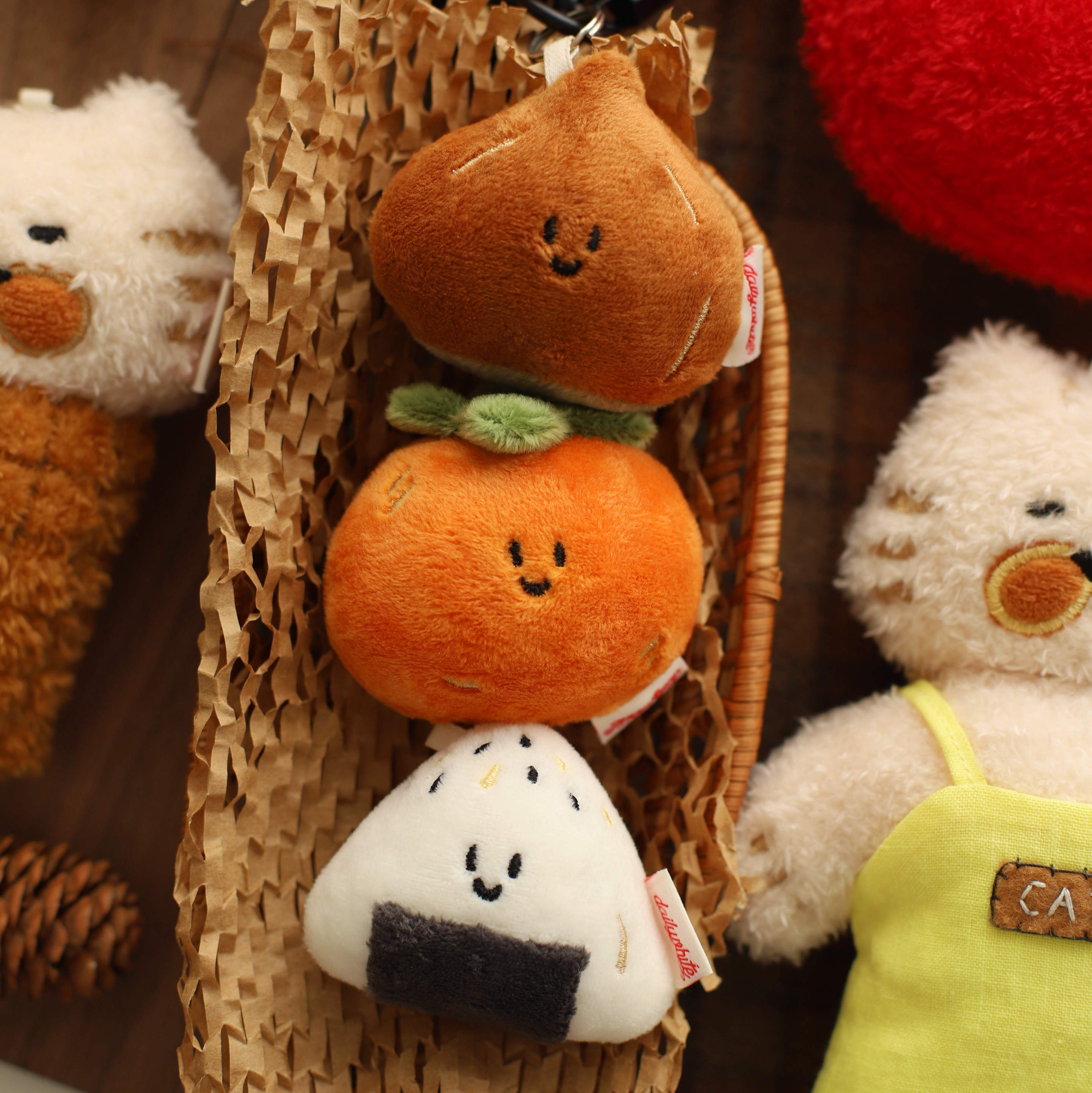 LuLuFun Studio Mini Fluffy Onigiri Plush Bag Charm - Kawaii Keychain