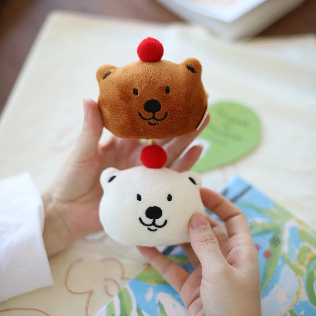 LuLuFun Studio Fluffy Polar Bear Plush Bag Charm – White Bear Keychain