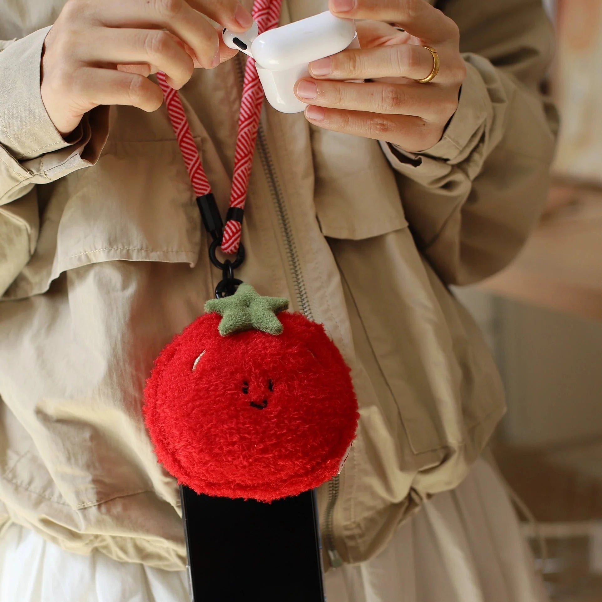 LuLuFun Studio Plush Tomato Mini Bag | Cute AirPod Pouch & Coin Purse