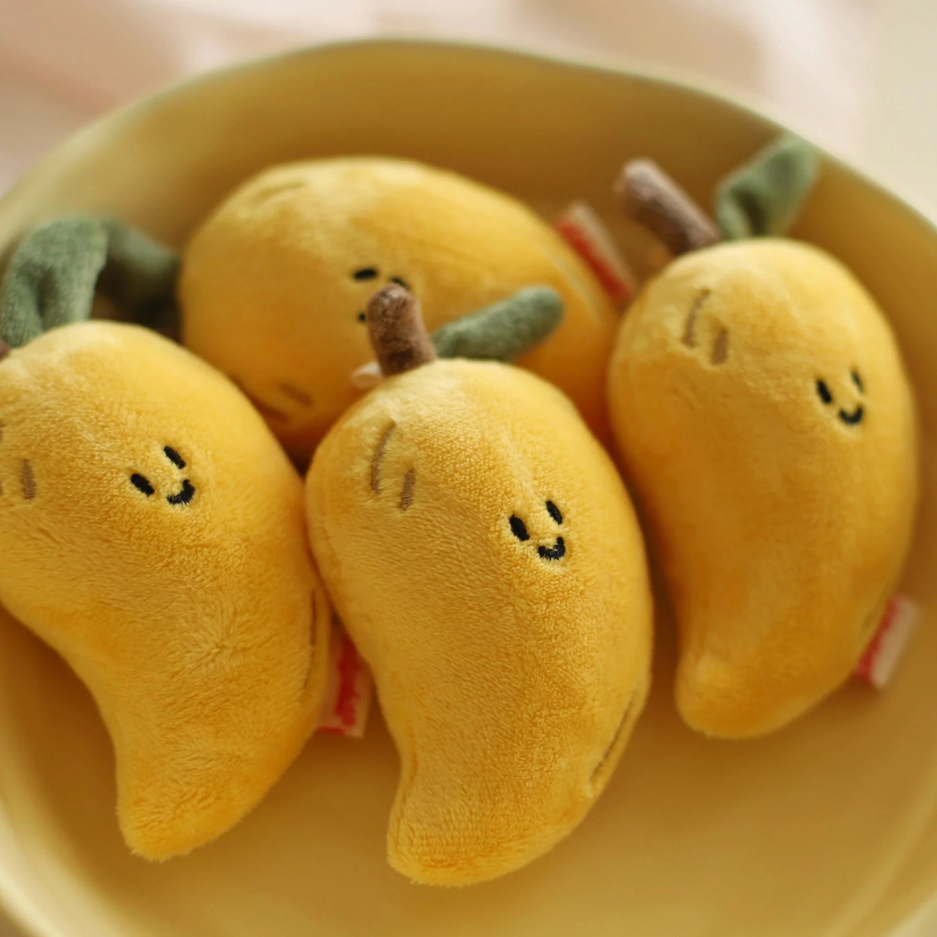 LuLuFun Studio Mango Plush Bag Charm – Soft Yellow Kawaii Keychain