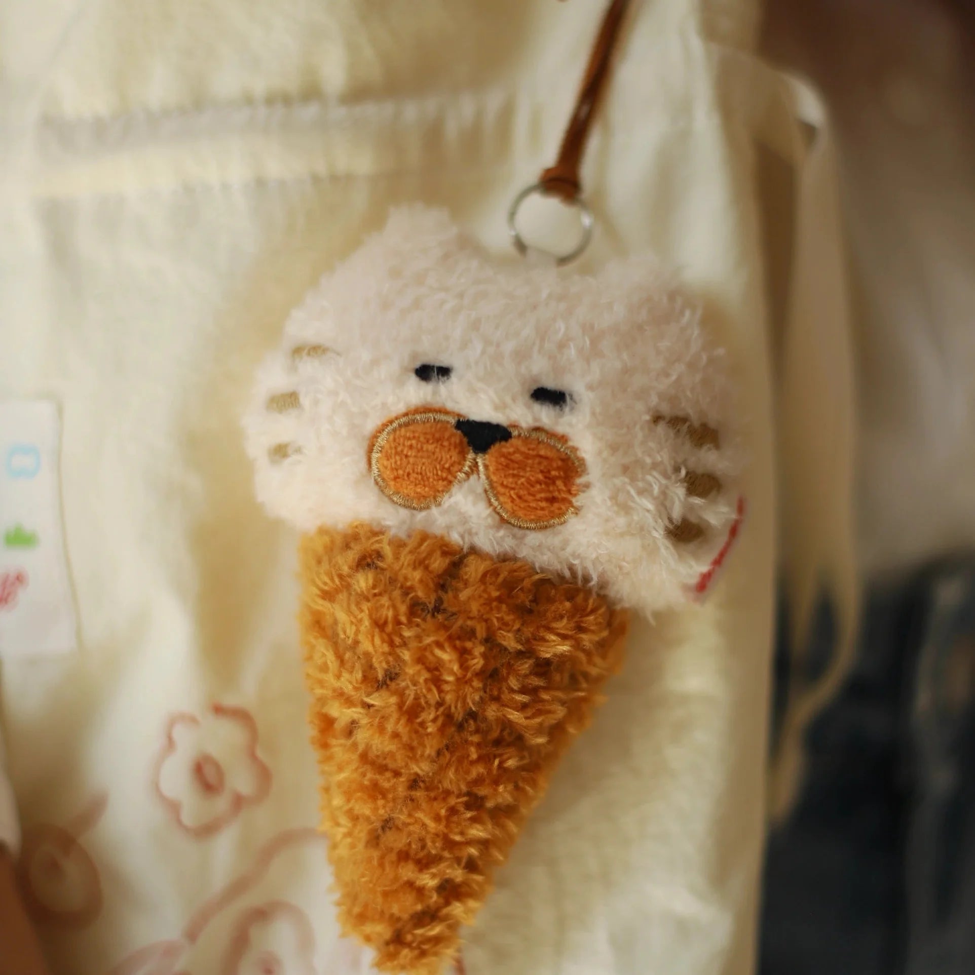 LuLuFun Studio Bellin Kitty Ice Cream Cone Plush Cat Bag Charm