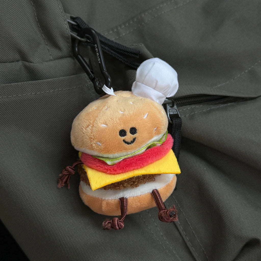 LuLuFun Studio Mini Burger Plush Toy – Cute Food Bag Charm Keychain