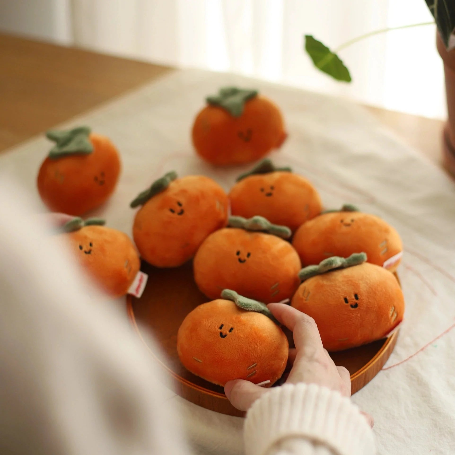 LuLuFun Studio Persimmon Plush Bag Charm – Soft Orange Fruit Keychain