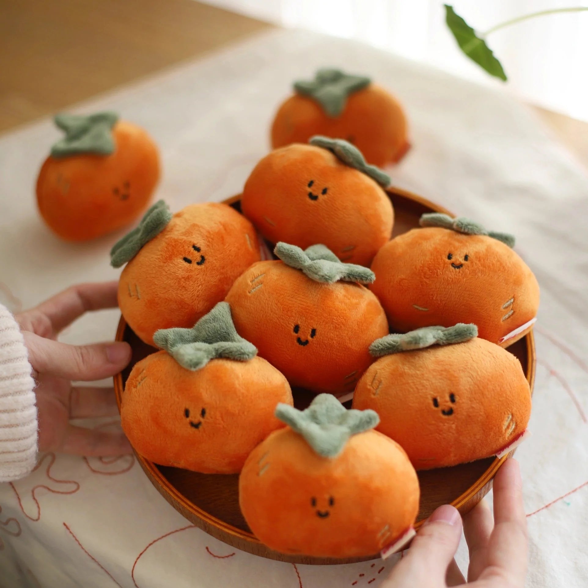 LuLuFun Studio Persimmon Plush Bag Charm – Soft Orange Fruit Keychain