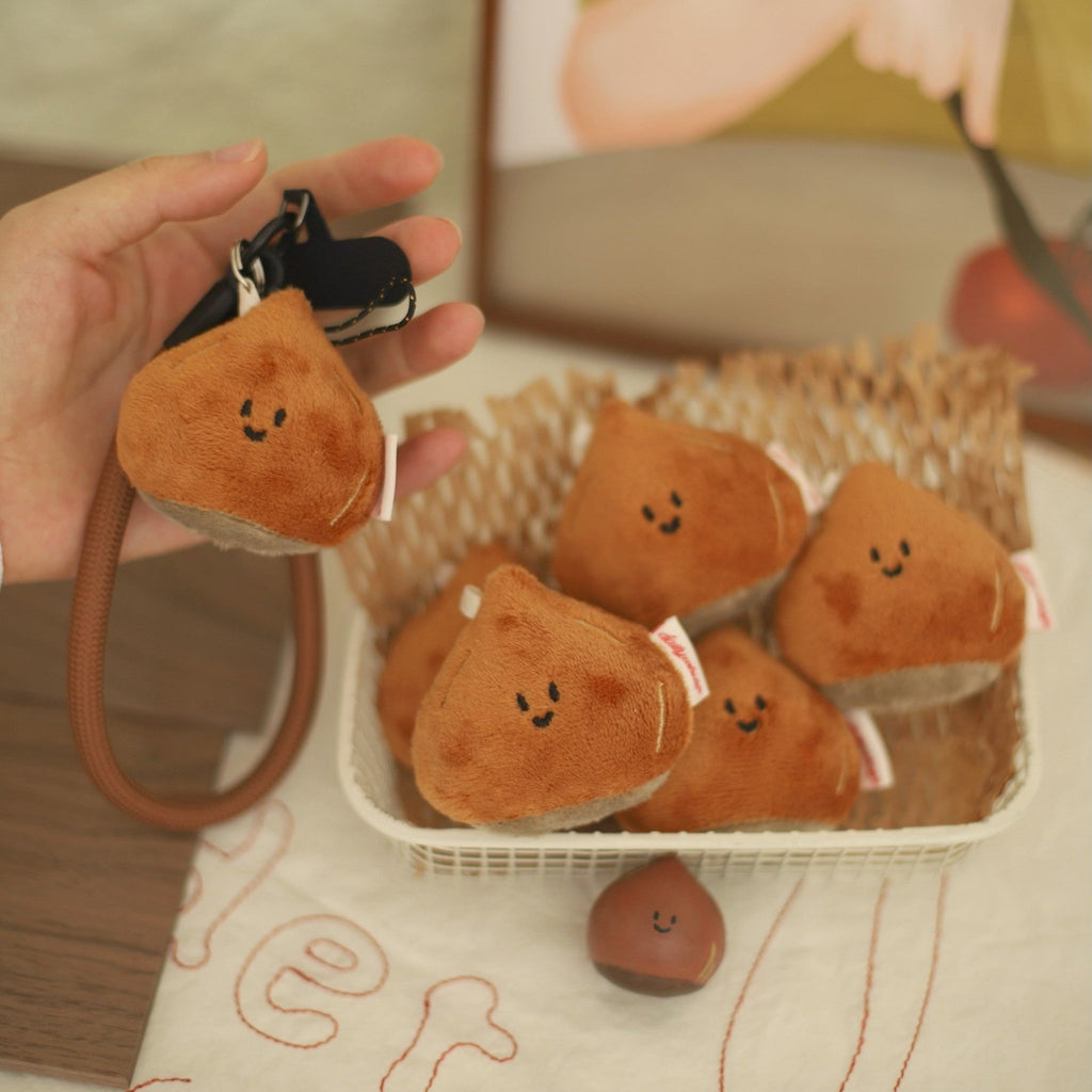 LuLuFun Studio Chestnut Plush Bag Charm – Cute Soft Mini Keychain Toy