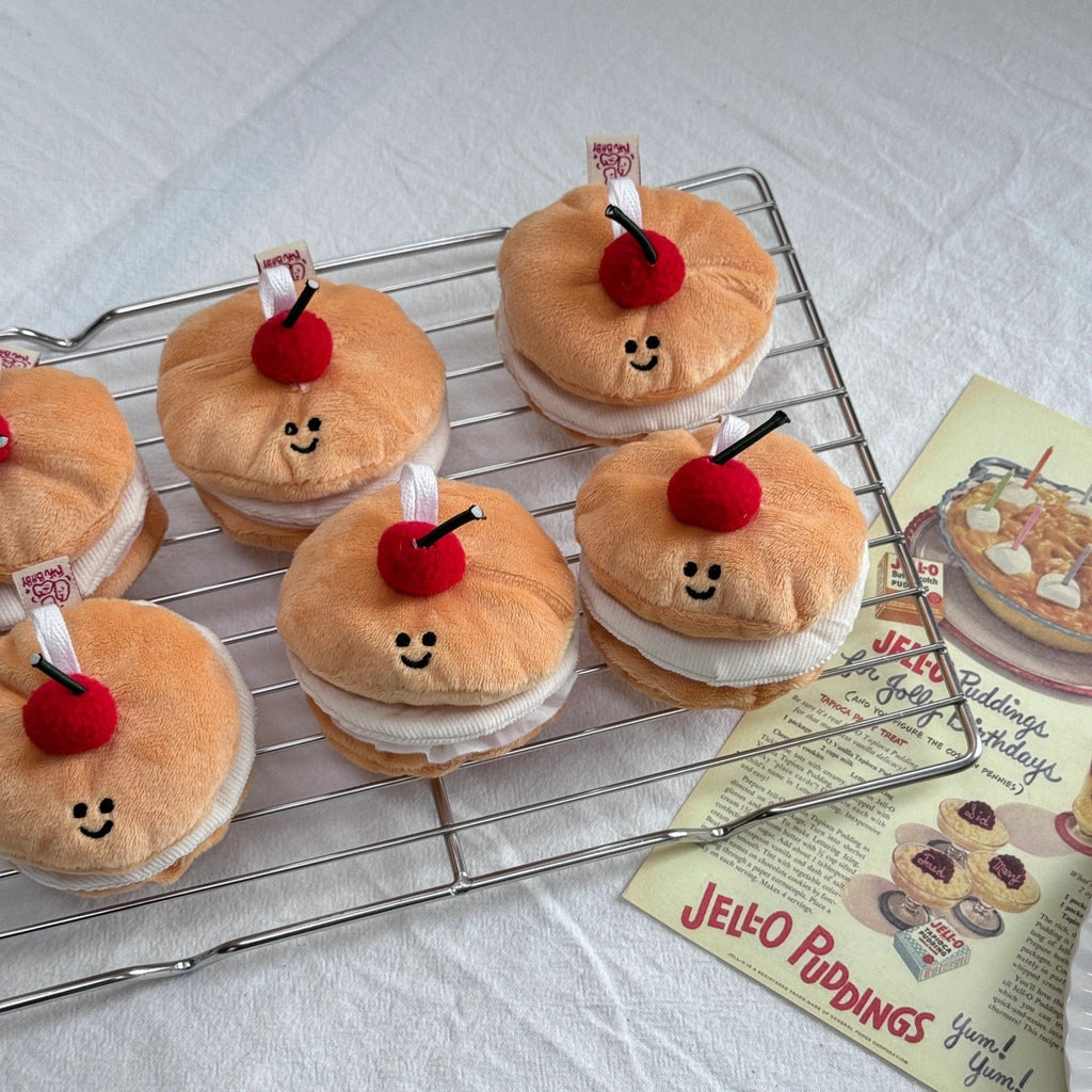 LuLuFun Studio Cherry Pancake Bag Charm – Kawaii Bread Plush Toy