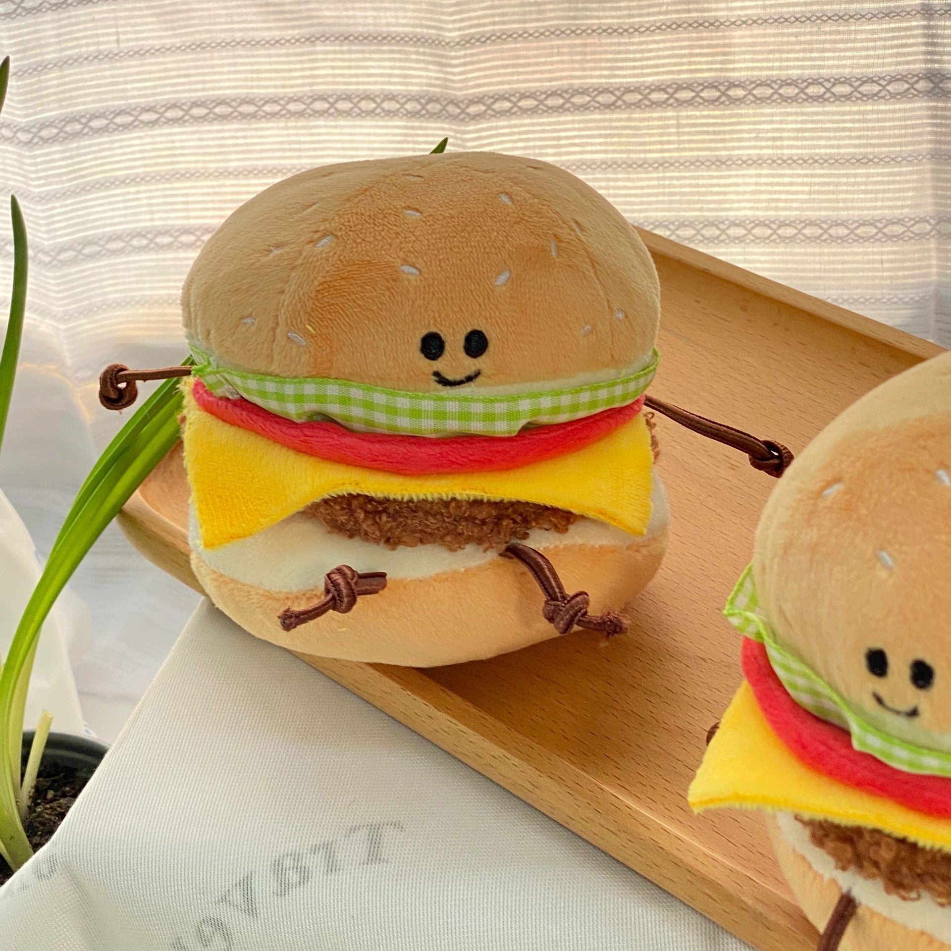 LuLuFun Studio Plush Burger Keychain – Soft Kawaii Bag Charm Toy