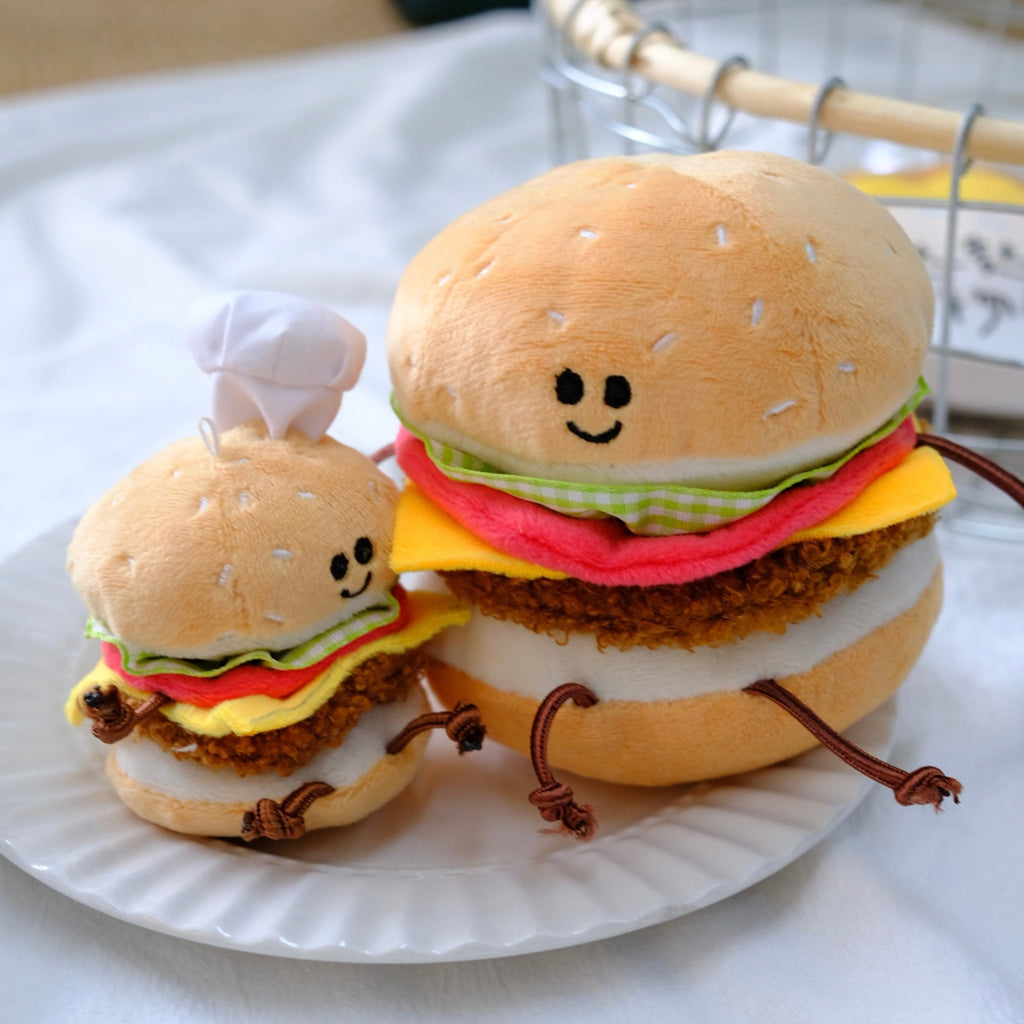 LuLuFun Studio Mini Burger Plush Toy – Cute Food Bag Charm Keychain