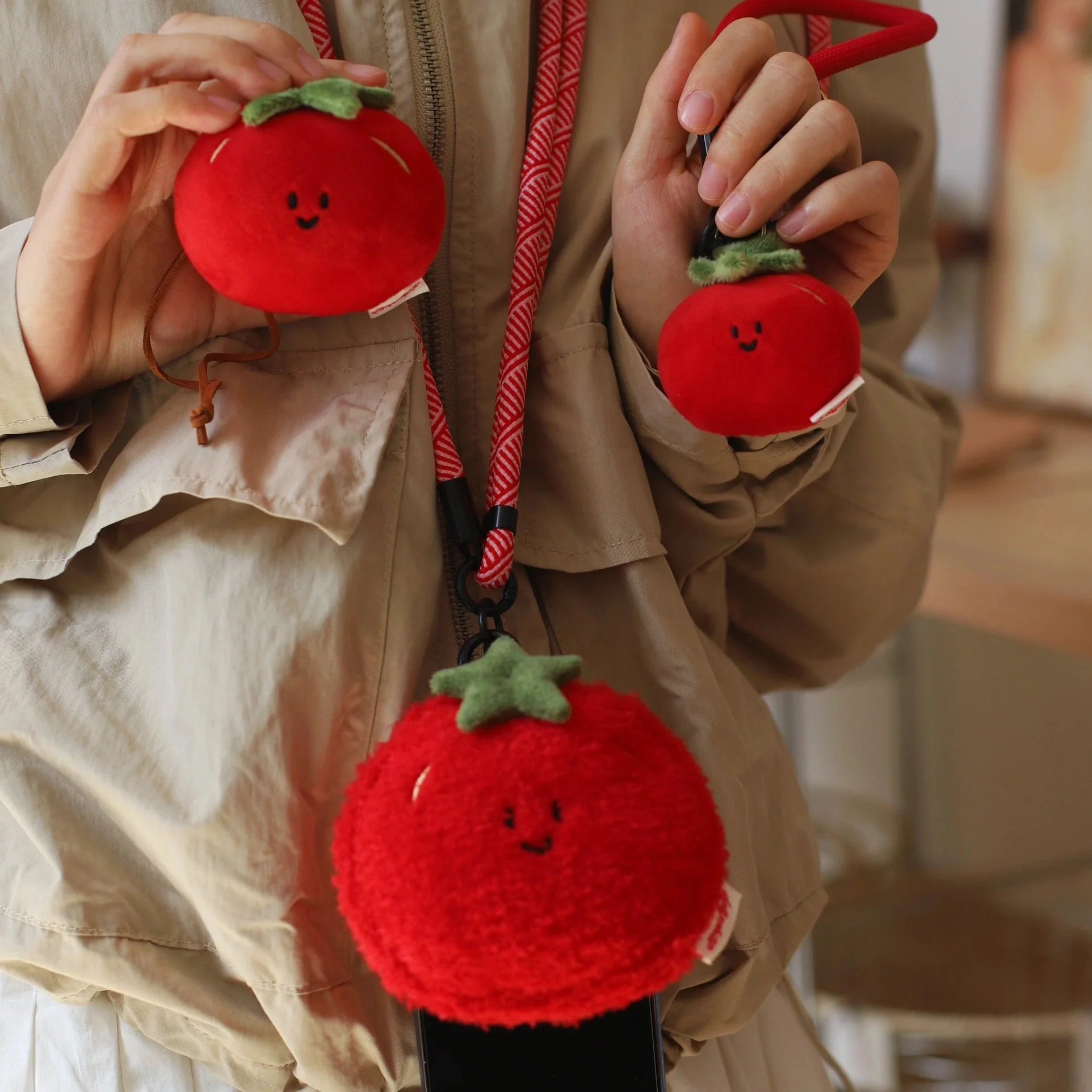 LuLuFun Studio Mini Tomato Plush Bag Charm | Kawaii Food Keychain