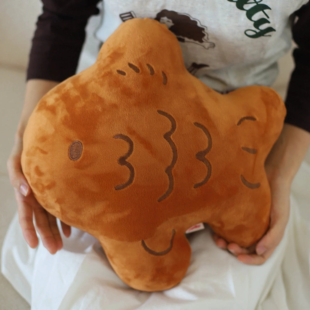 LuLuFun Studio Taiyaki Plush Pillow – Soft Brown Kawaii Food Cushion