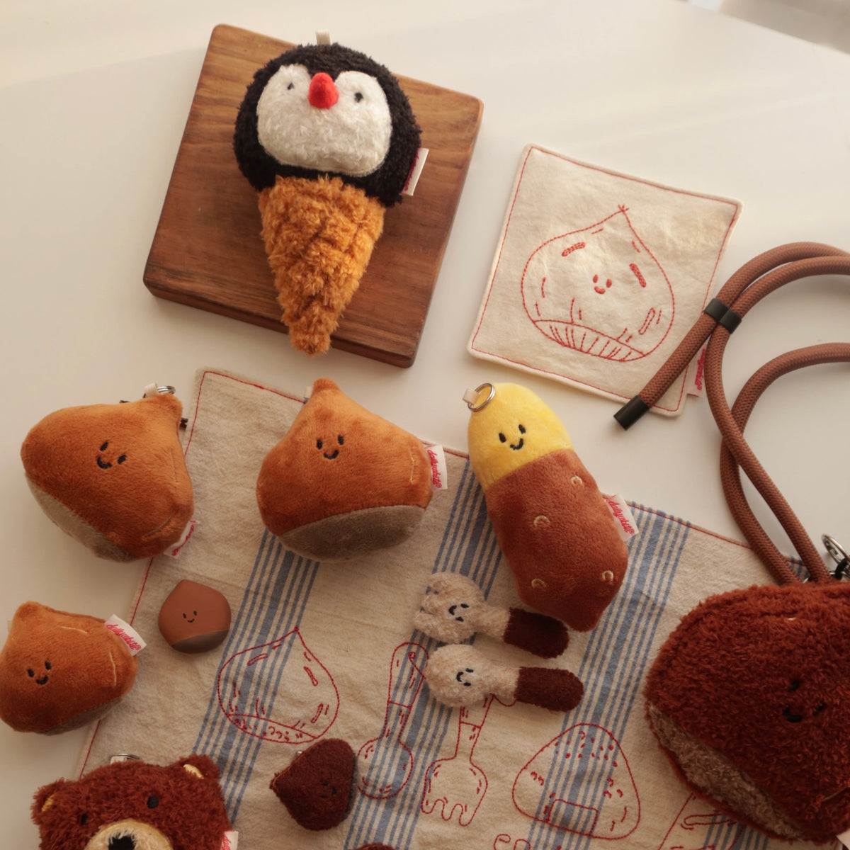LuLuFun Studio Panda Ice Cream Cone Plush Bag Charm - Kawaii Keychain