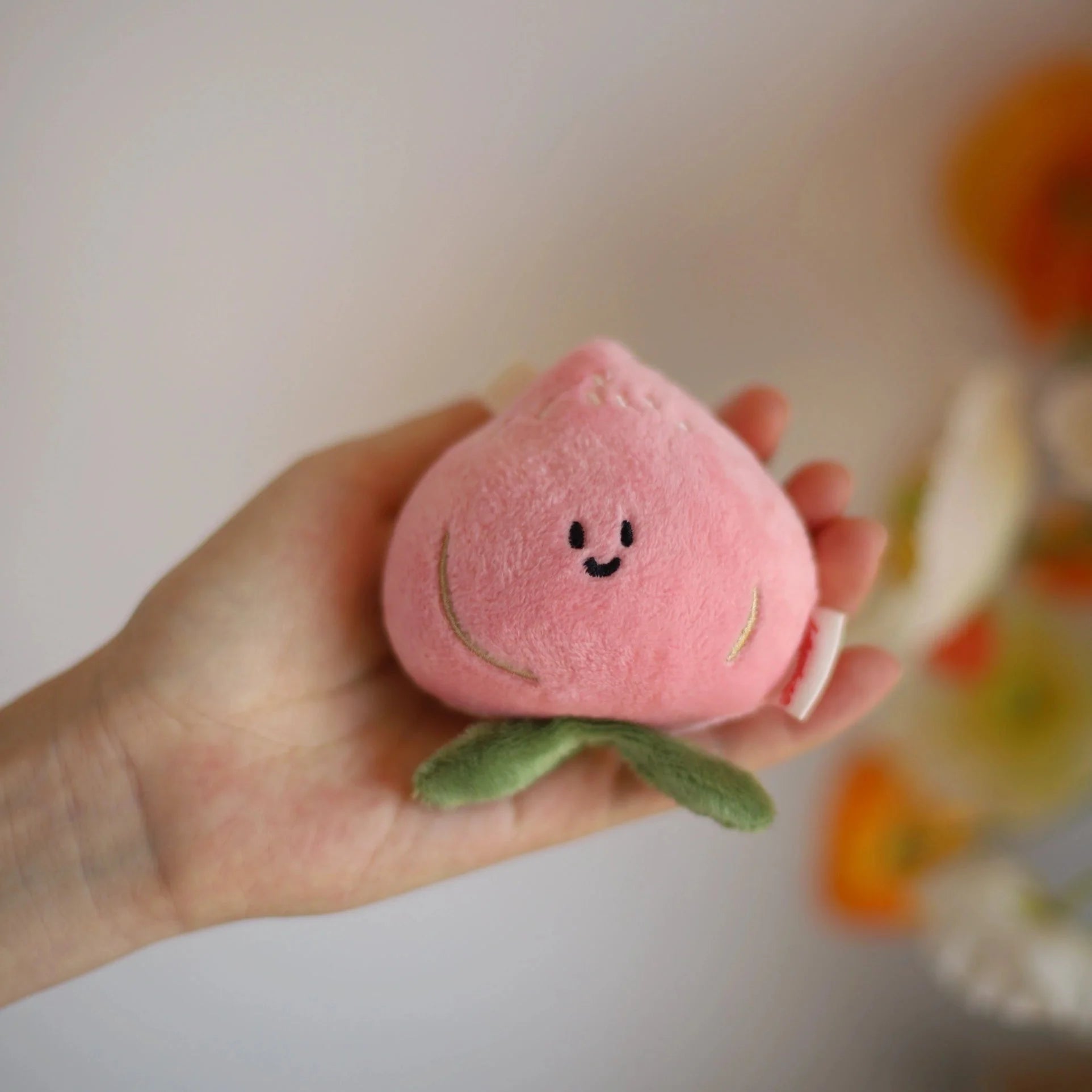 Peach Plush Bag Charm – LuLuFun Studio Kawaii Soft Fruit Keychain