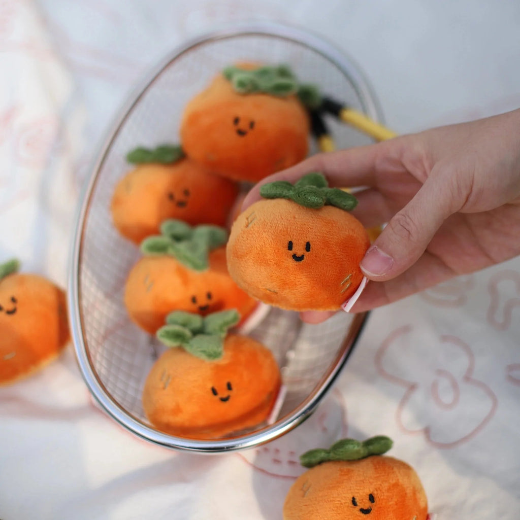 LuLuFun Studio Persimmon Plush Bag Charm – Cute Fruit Keychain Accessory