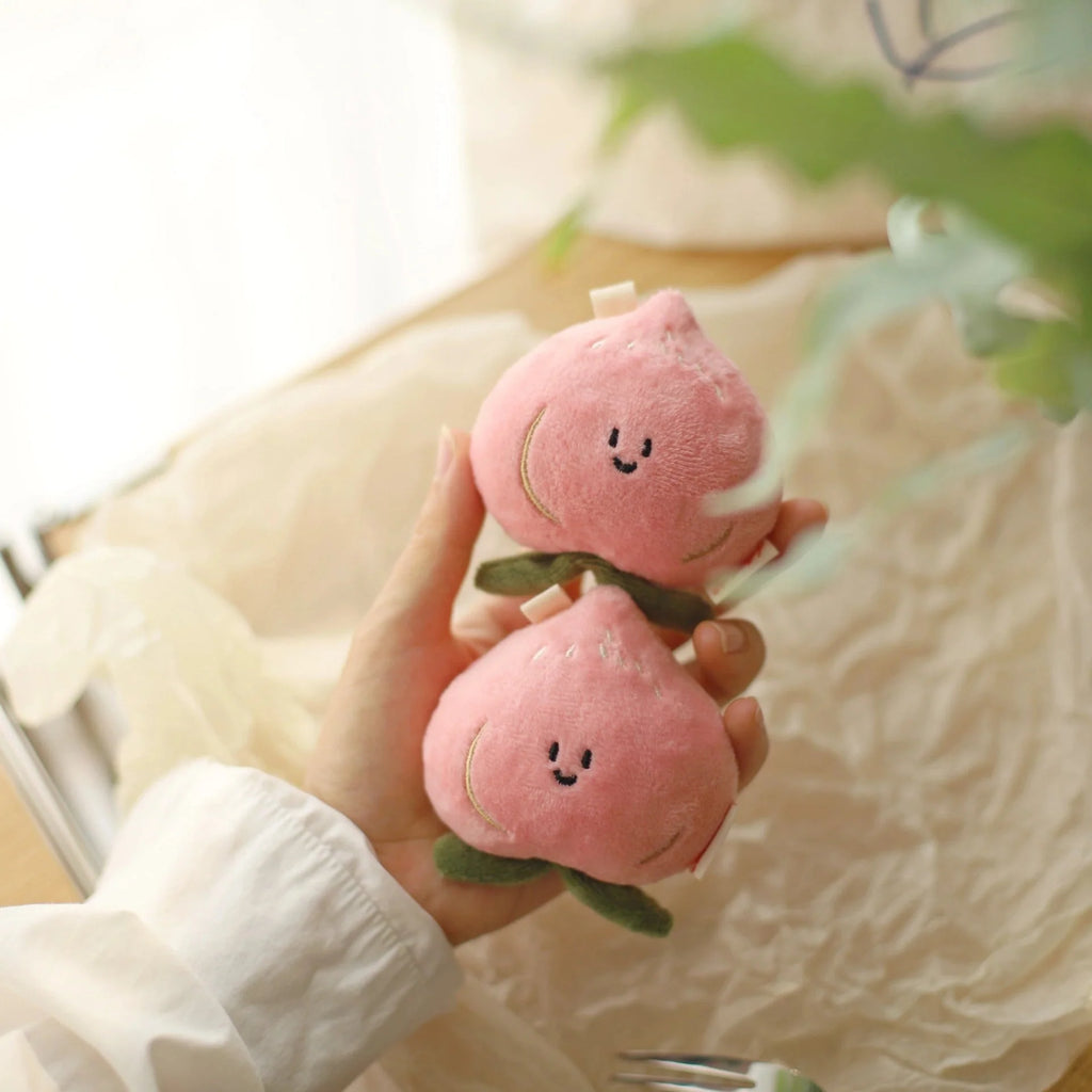 Peach Plush Bag Charm – LuLuFun Studio Kawaii Soft Fruit Keychain