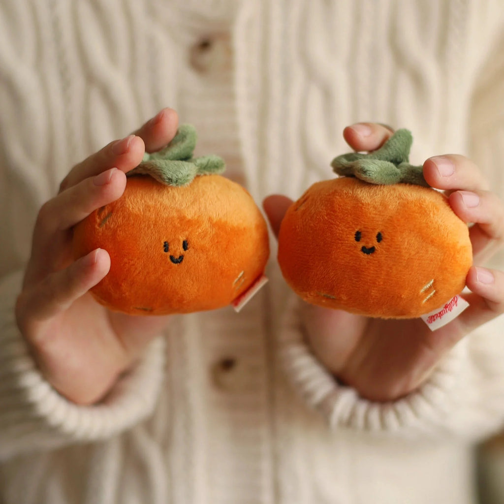 LuLuFun Studio Persimmon Plush Bag Charm – Soft Orange Fruit Keychain