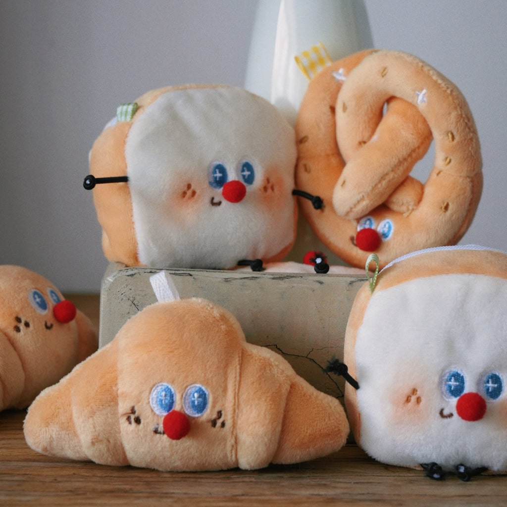 LuLuFun Studio Kawaii Toast Bread Plush AirPods Case and Bag Charm