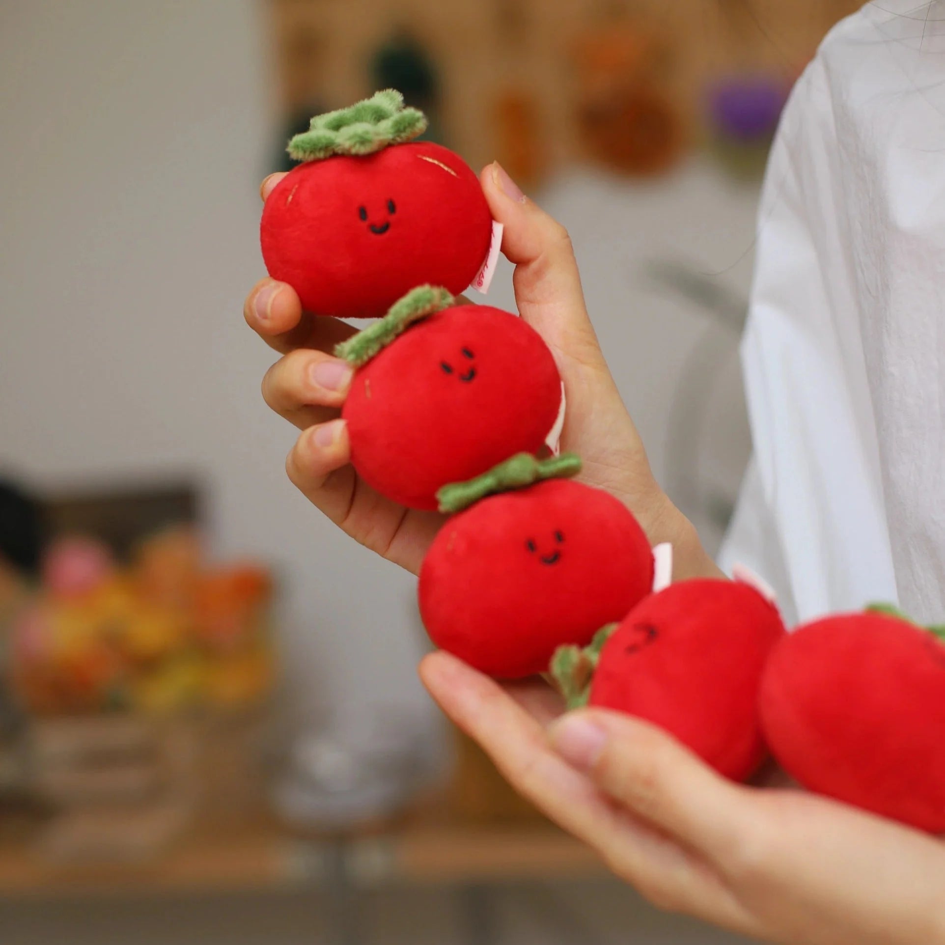 LuLuFun Studio Mini Tomato Plush Bag Charm | Kawaii Food Keychain
