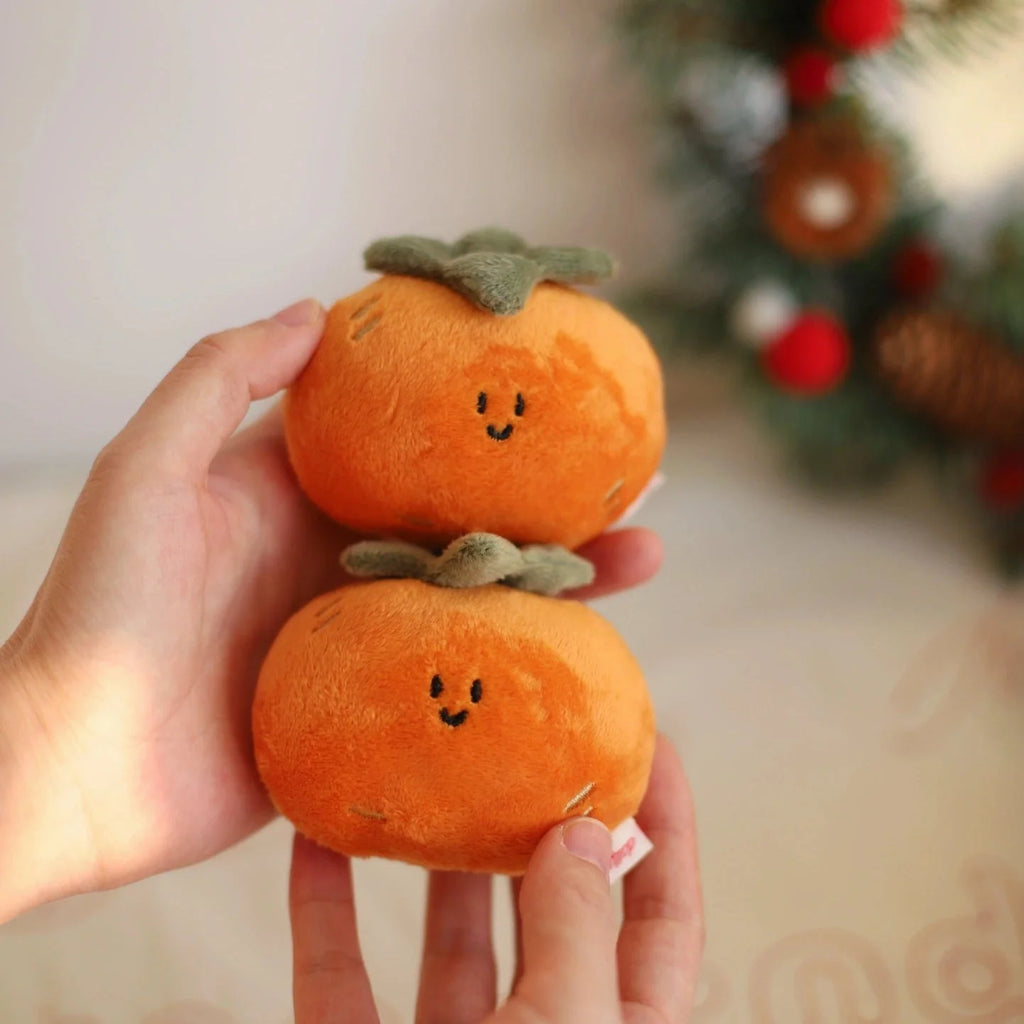 LuLuFun Studio Persimmon Plush Bag Charm – Soft Orange Fruit Keychain