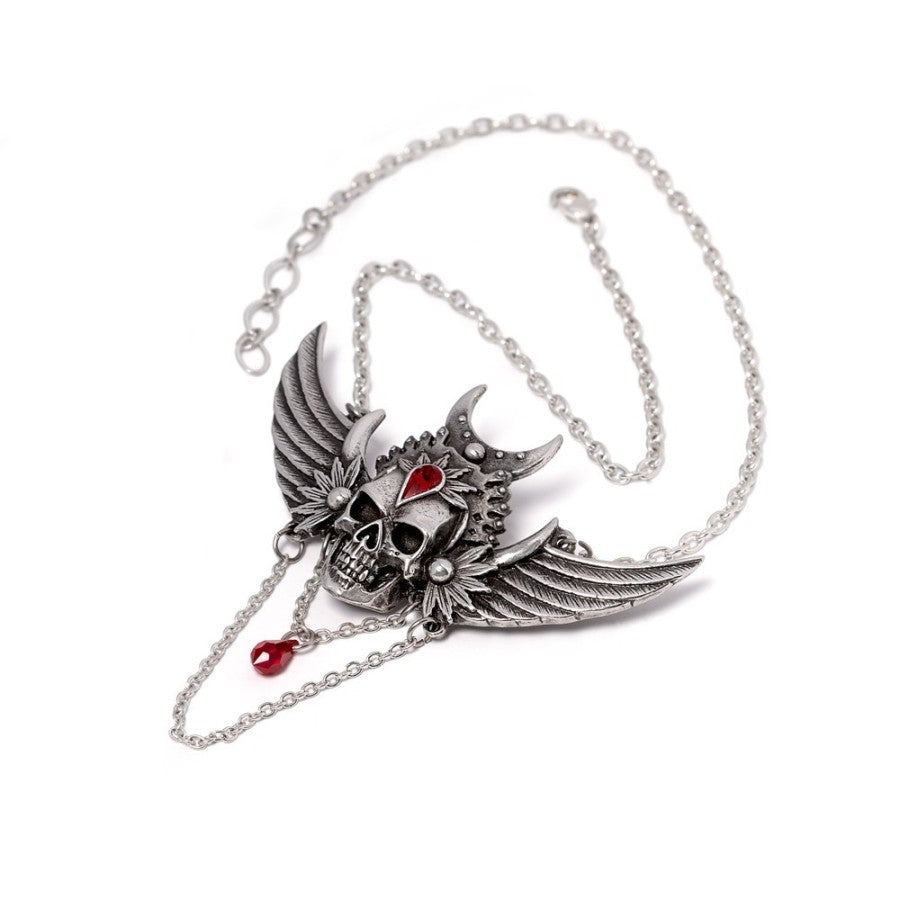 Alchemy Gothic Immortal Ayesha Necklace – Pewter & Red Crystal Pendant
