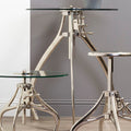 Orsina Maxi Crank Adjustable Glass Table – Nickel Tripod Base