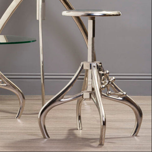Orsina Maxi Industrial Crank Stool – Adjustable Nickel Iron Barstool