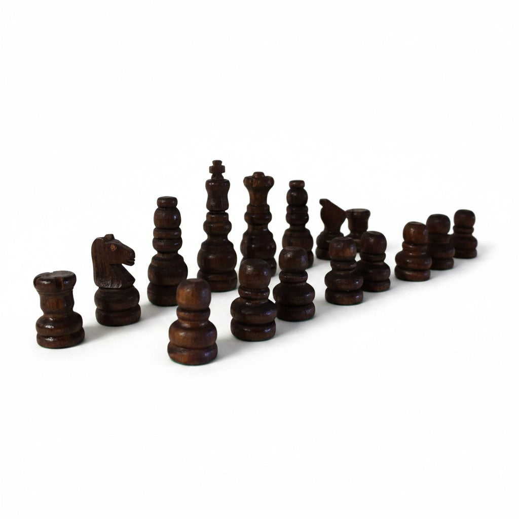 Hand Crafted Olive Wood Chess Pieces - Board Playing Area 24x24cm | Pieces Only