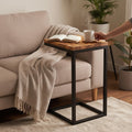 C Shaped End Grain Table with Metal Frame