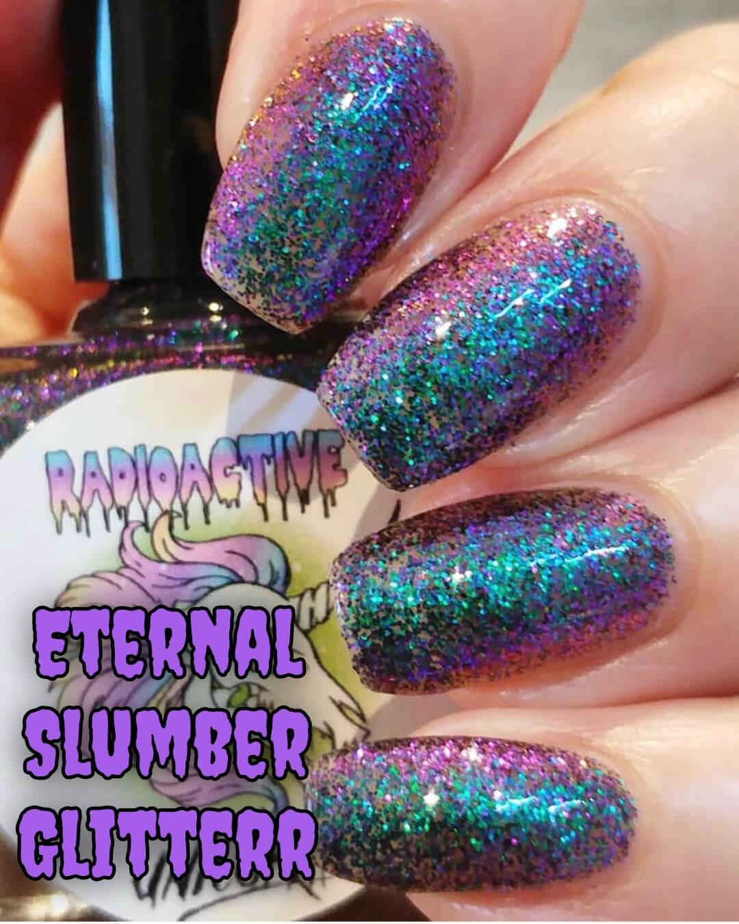 Radioactive Unicorn Eternal Slumber Black Duochrome Glitter Nail Polish