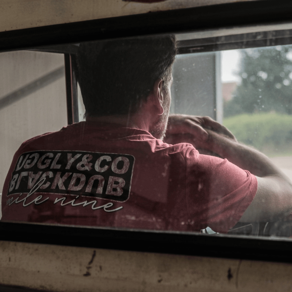 Uggly and Co x Black Dub Motorcycle Tee – Red Cotton Boxy Fit T-Shirt