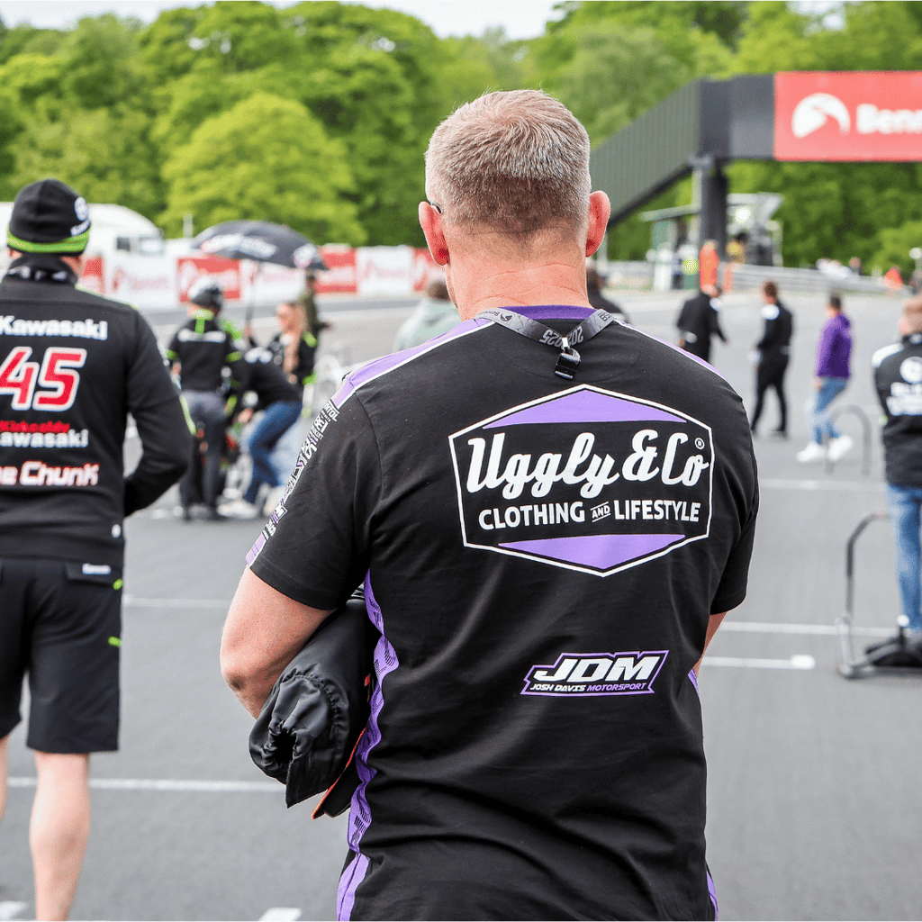 Uggly and Co JDM Team Tee – Black & Purple Heavyweight Cotton T-Shirt