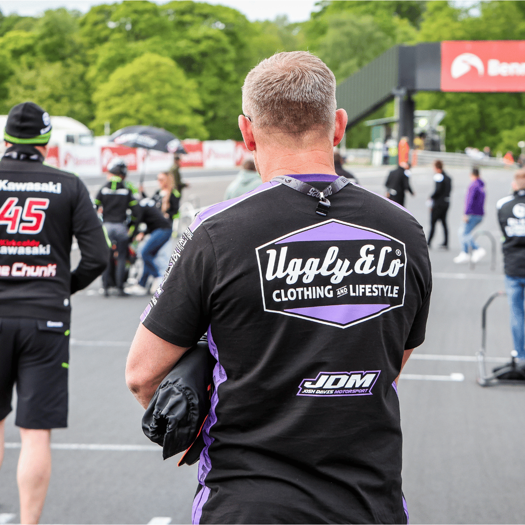 Uggly and Co JDM Team Tee – Black & Purple Heavyweight Cotton T-Shirt