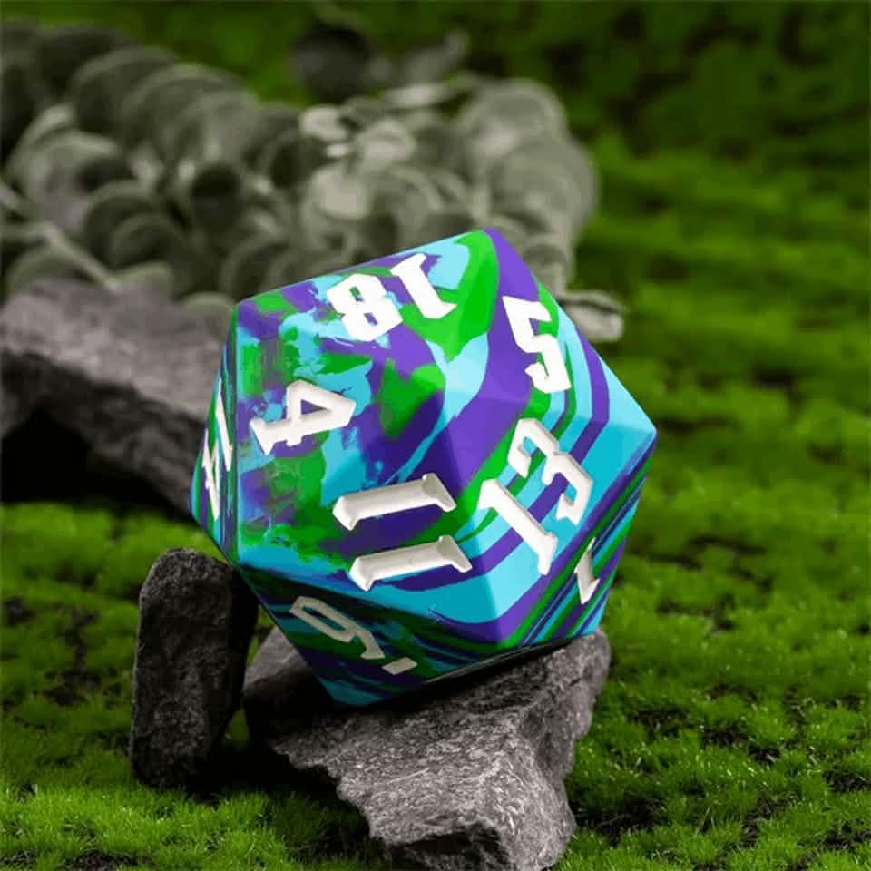 Jester's Bounce | Silicone D20 | Single Dice | Blue Green