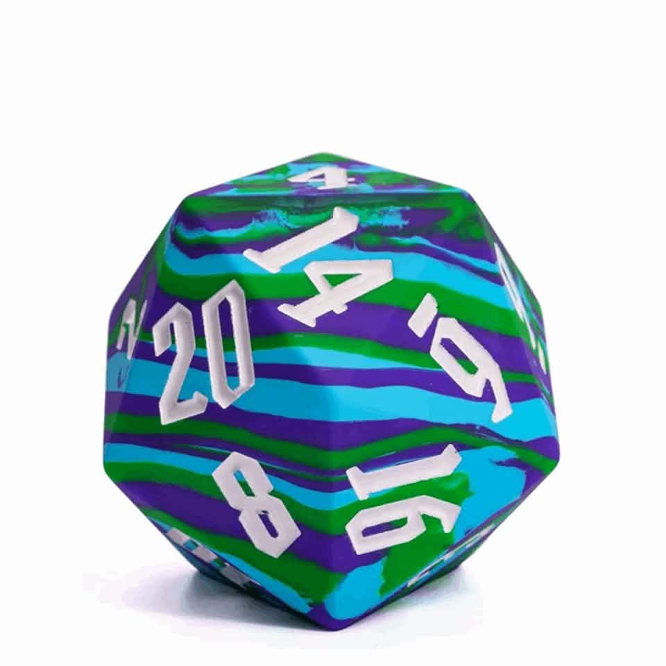 Jester's Bounce | Silicone D20 | Single Dice | Blue Green