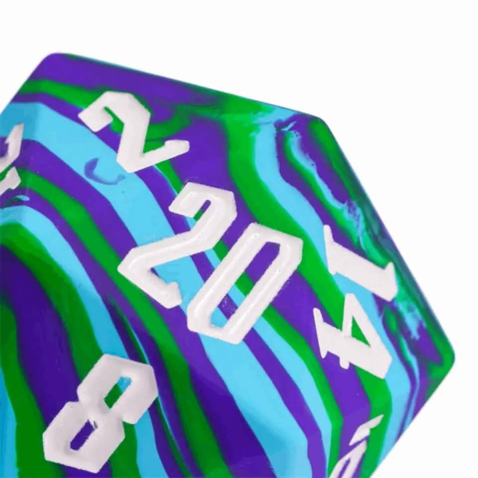 Jester's Bounce | Silicone D20 | Single Dice | Blue Green