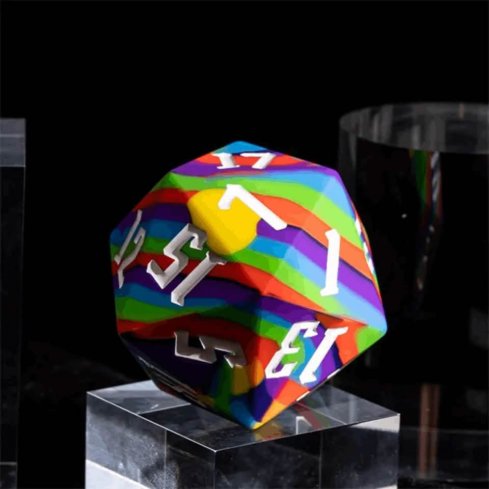 Jester's Bounce | Silicone D20 | Single Dice | Rainbow