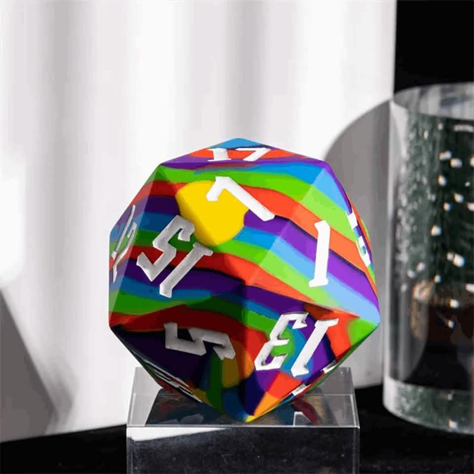 Jester's Bounce | Silicone D20 | Single Dice | Rainbow