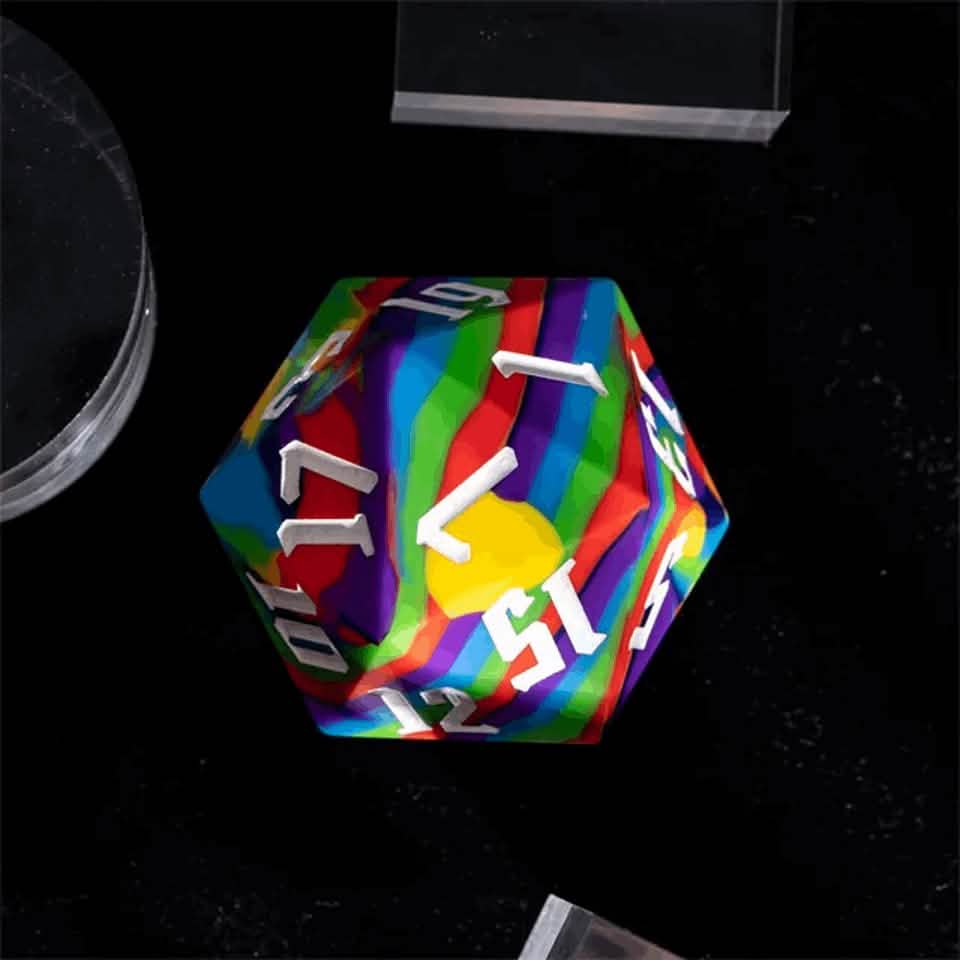 Jester's Bounce | Silicone D20 | Single Dice | Rainbow