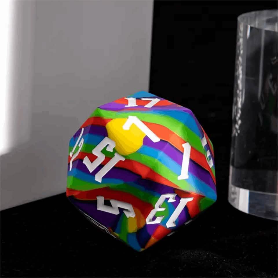Jester's Bounce | Silicone D20 | Single Dice | Rainbow