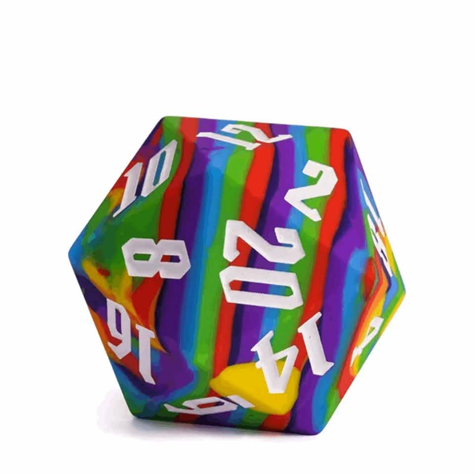 Jester's Bounce | Silicone D20 | Single Dice | Rainbow
