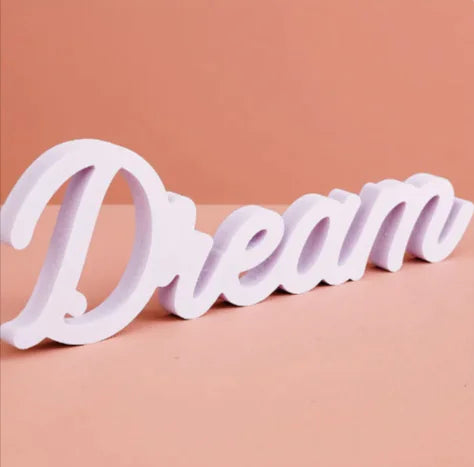 LOVE, HOME & DREAM White Wooden Letter Ornaments – Modern Decor