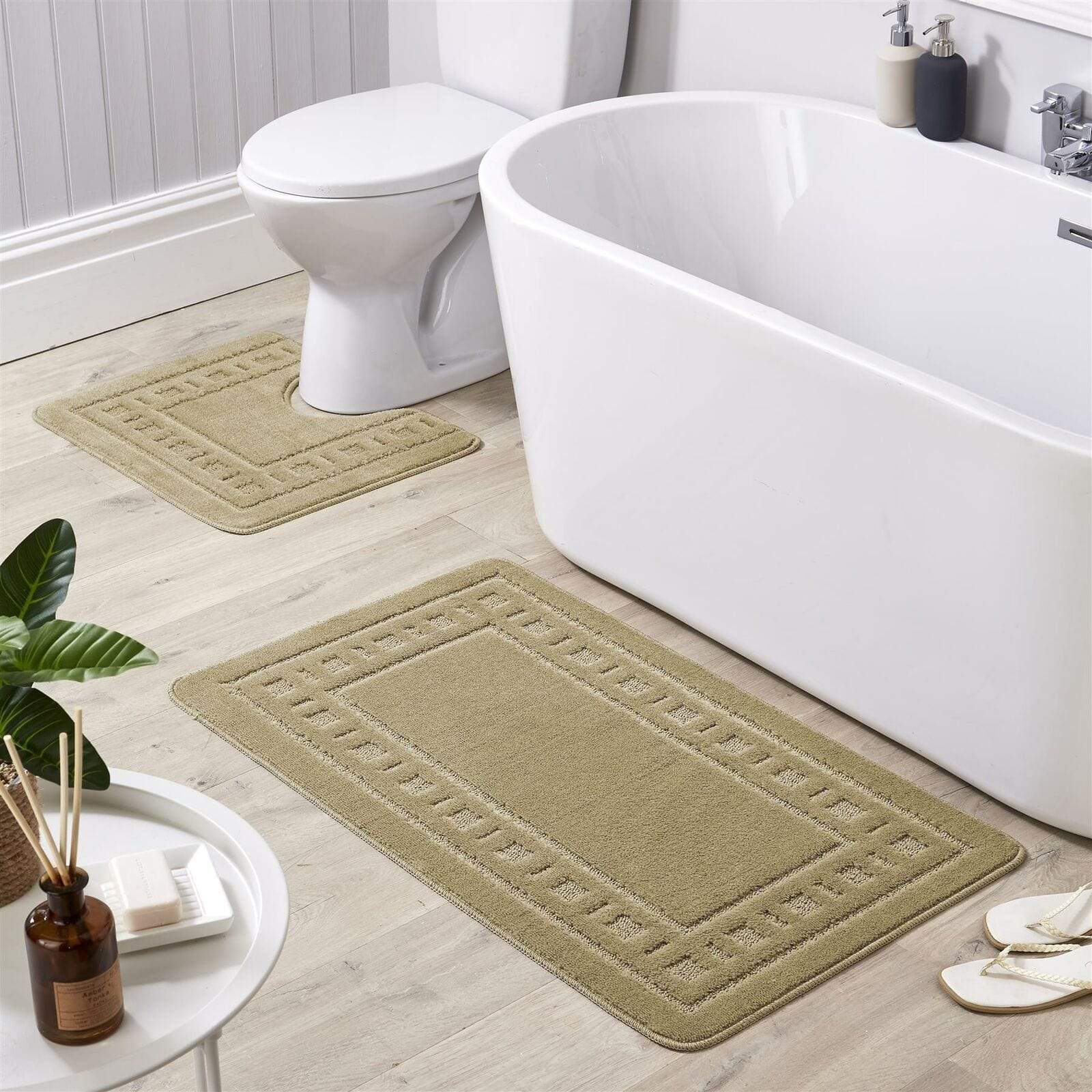OLIVIA ROCCO Jumbo Miami Bath Mat Set – Non-Slip Ultra Absorbent 2 Piece