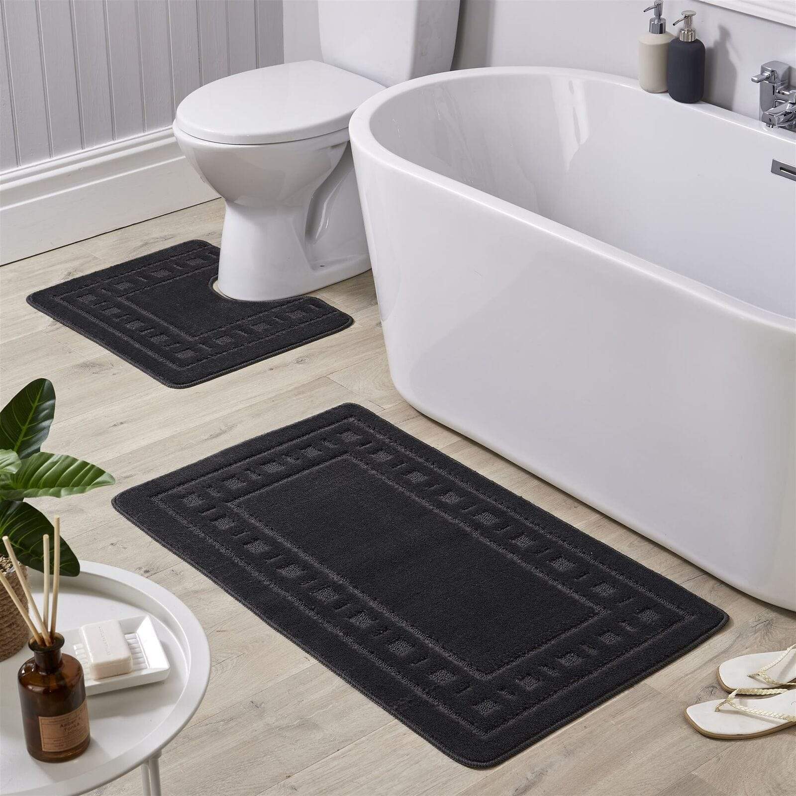 OLIVIA ROCCO Jumbo Miami Bath Mat Set – Non-Slip Ultra Absorbent 2 Piece