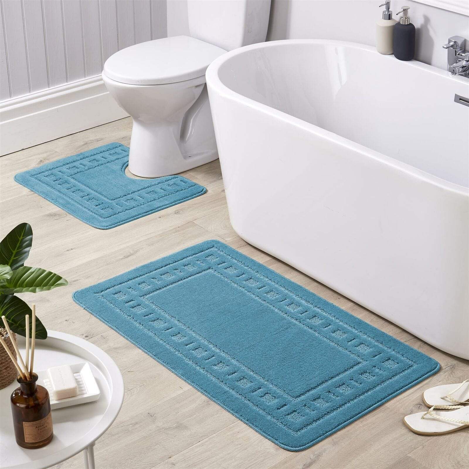 OLIVIA ROCCO Jumbo Miami Bath Mat Set – Non-Slip Ultra Absorbent 2 Piece