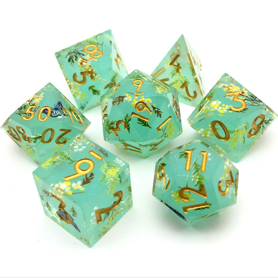 Summer Court | Sharp Edge Dice | Resin | 7 Piece Set