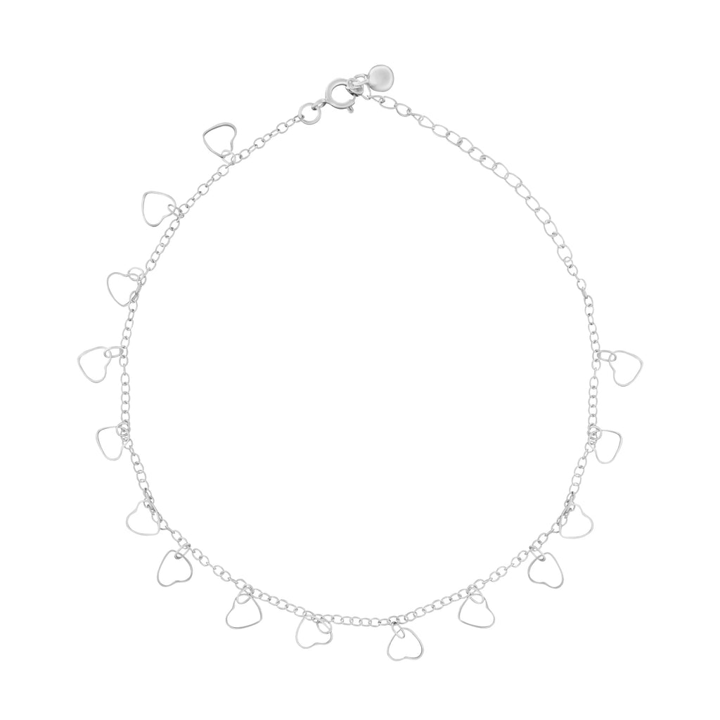 Gecko Jewellery Cut Out Heart Anklet – Sterling Silver Foot Chain