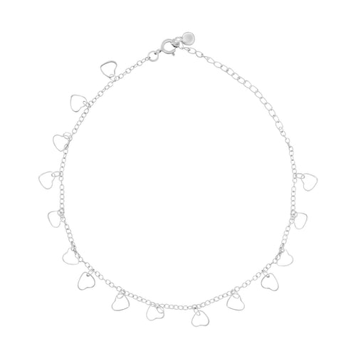 Gecko Jewellery Cut Out Heart Anklet – Sterling Silver Foot Chain